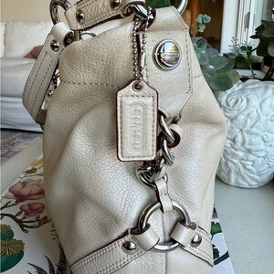 Coach Beige Leather Shoulder Bag